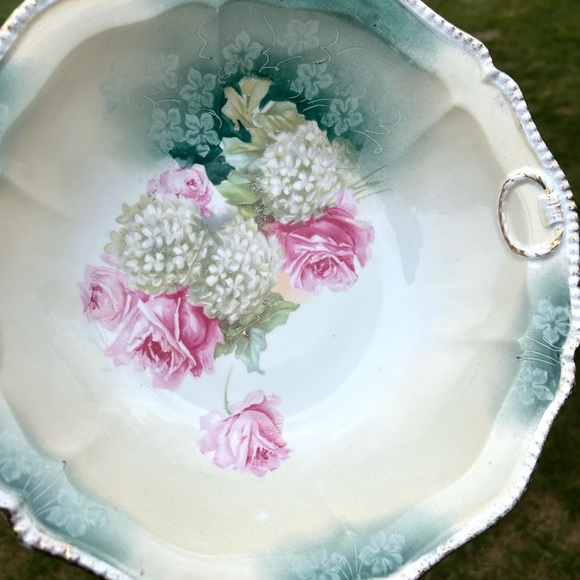 Vintage RARE Prussia Red Mark Oval Serving Bowl With Roses & Snowballs!! - Picture 11 of 11